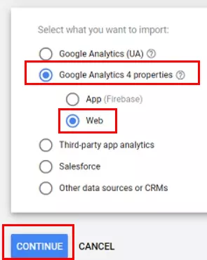 Выберите &laquo;Web&raquo; и нажмите Continue.