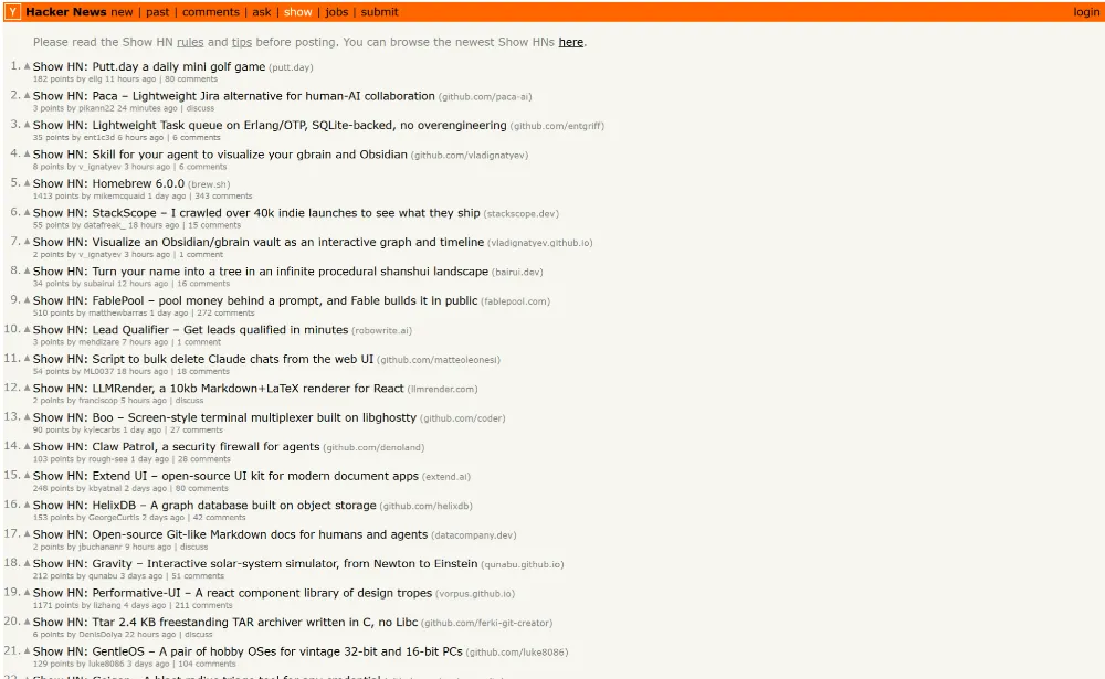 Hacker News (Show HN)