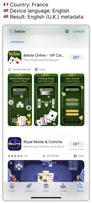 device language belote