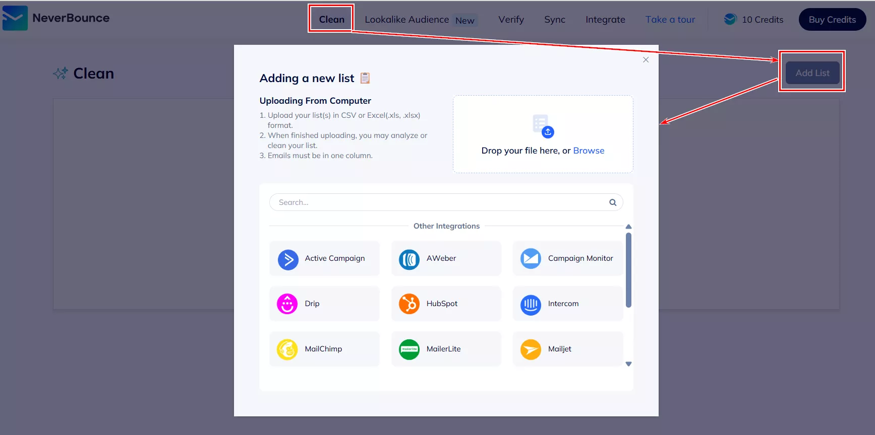 Для цього у верхньому меню натисніть Clean &mdash; Add List і у новому вікні оберіть інструмент, яким користуєтеся.