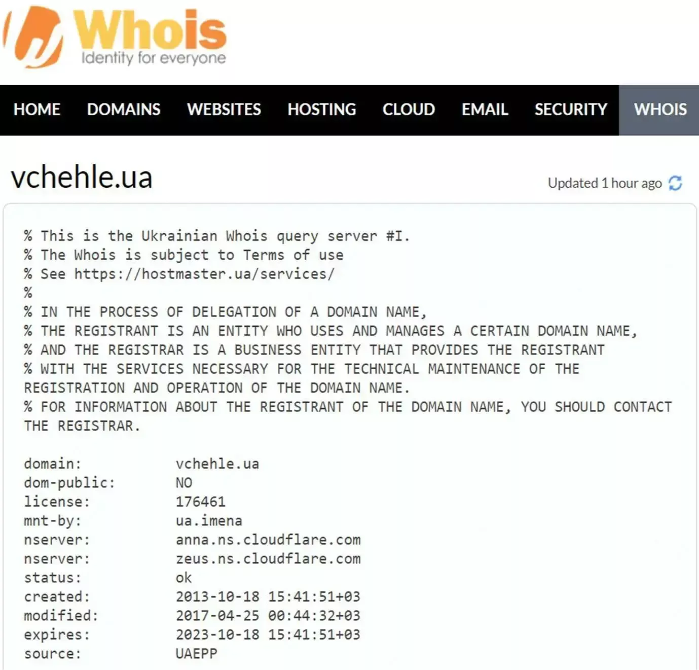 Для перевірки віку домену застосовують сервіс WhoIs, який до того ж відображає іншу важливу інформацію, наприклад, дані власника домену.