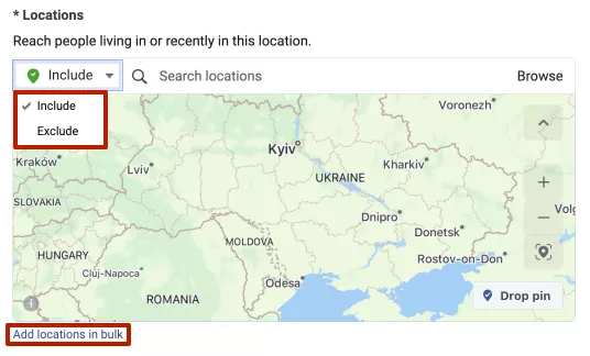 Добавляйте или исключайте определенные локации, а также добавляйте сразу несколько расположений одновременно.