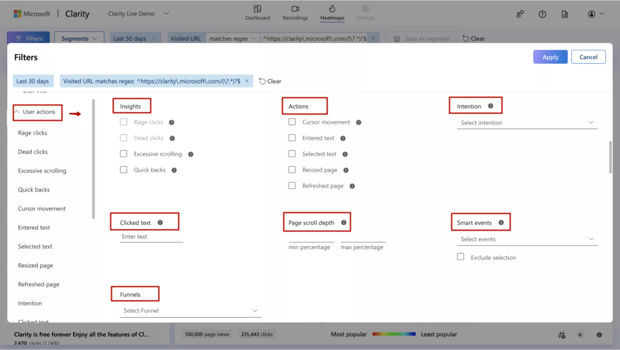 Дії користувача (User actions)