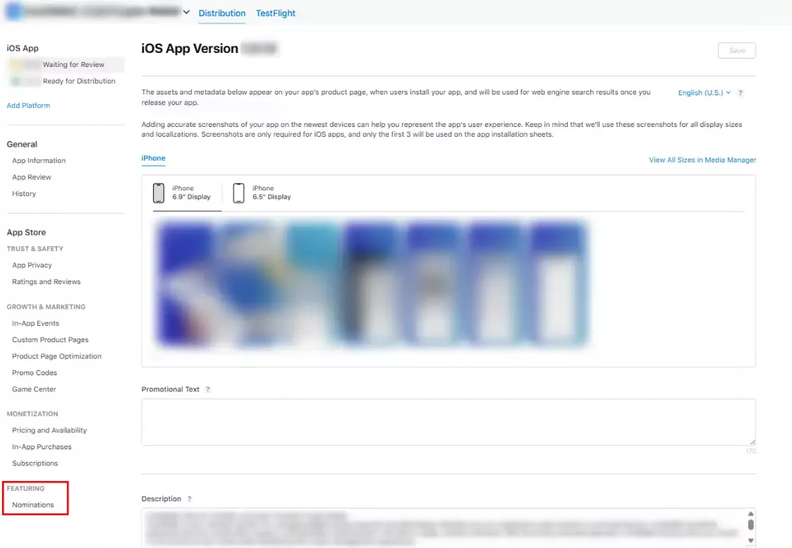 Кабінет в App Store Connect для подачі заявки