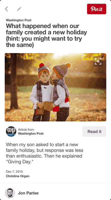 Кстати, так выглядит AMP-страница в Pinterest