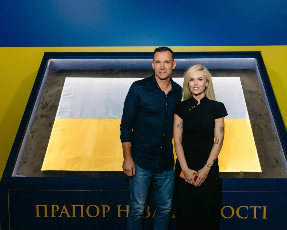 Андрій Шевченко, президент УАФ та Ярослава Гресь, співзасновниця Ukraine WOW