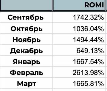 ntertop kz Средний ROMI
