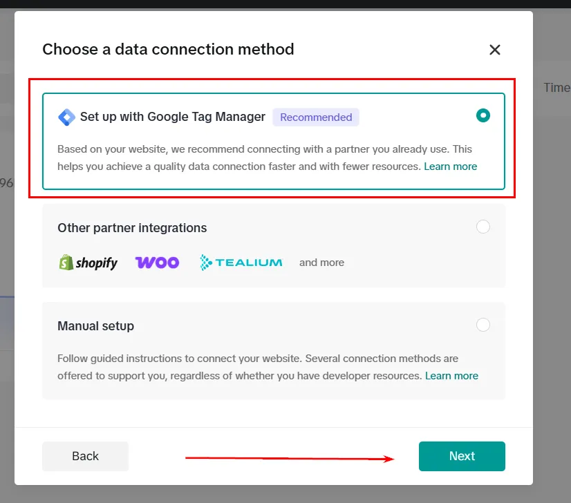 Оберіть спосіб встановлення пікселя &mdash; Google Tag Manager.