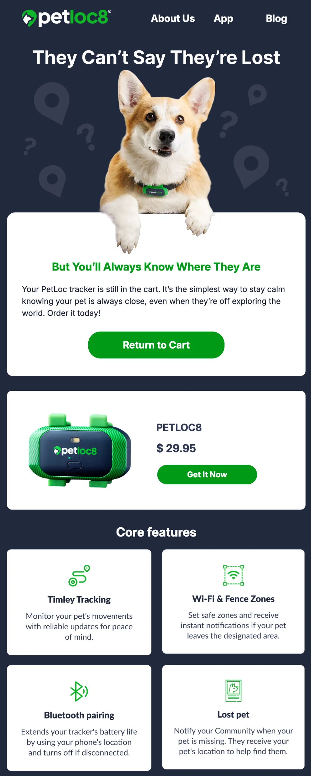 petloc8 retention сценарій покинутого кошика