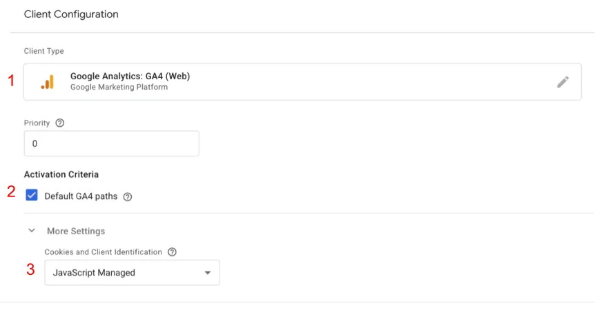 У розділі «Cookies and Client Identification» оберіть «JavaScript Managed».