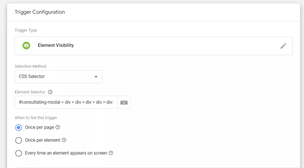 Внесіть скопійований селектор у потрібне віконце в налаштуванні тригера кнопками «Ctrl+V»
