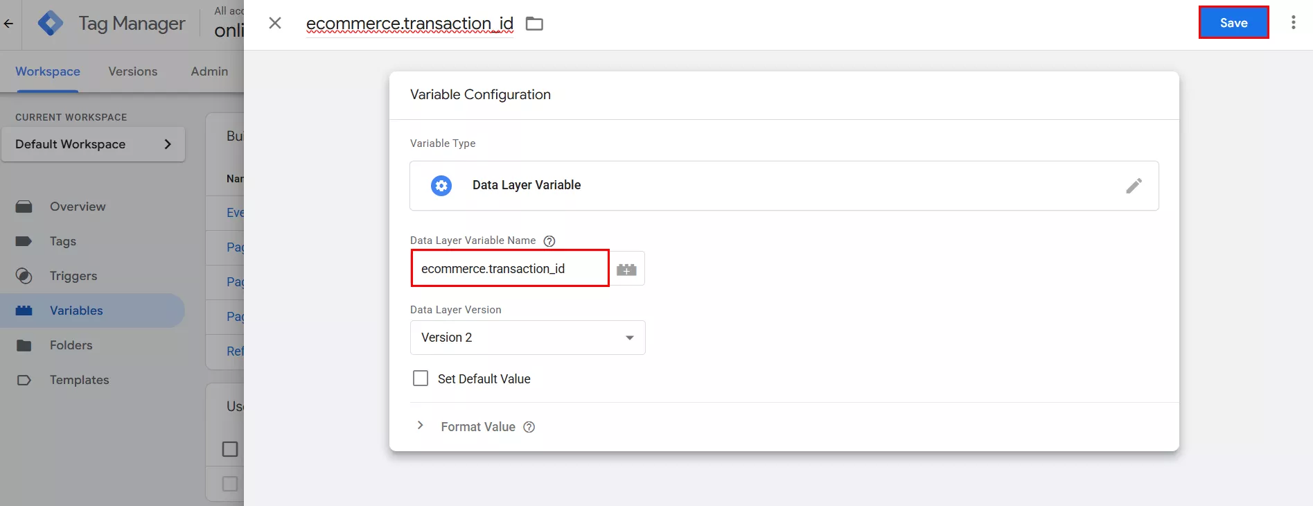 ID транзакції — ім’я змінної в рівні даних ecommerce.transaction_id